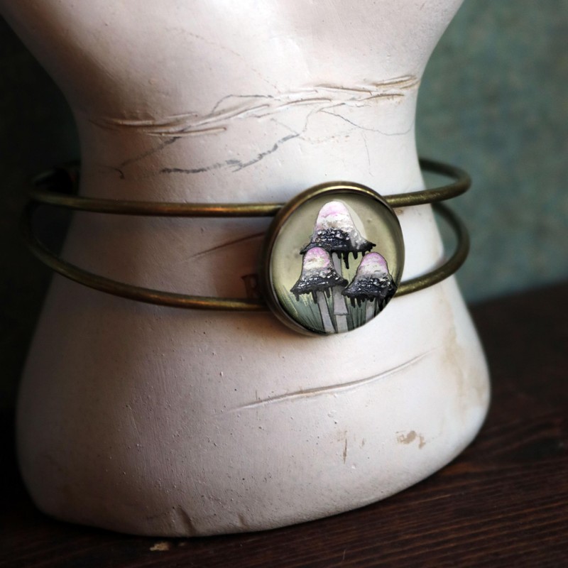 Inky Cap Mushroom Cuff Bracelet