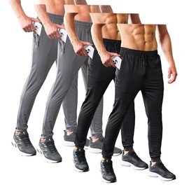 ALIMENS & GENTLE 4-PACK Men's Stretch Jogger Pants, Comfortable Athletic Pants with Pockets for Active Wear, Lightweight & Breathable - Color: BK1-BK2-GRAY1-GRAY2, Size: M