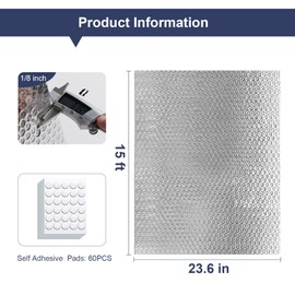 Double Reflective Bubble Foil Insulation Foam, 23.6IN X 15FT Aluminum Foil Thermal Insulation Radiant Barrier for Windows, Garage Door, RV, Roof