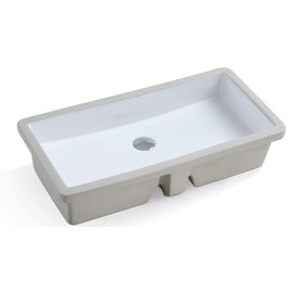 KINGSMAN Durable 27.9 Inch Rectrangle Undermount Vitreous Ceramic Lavatory Vanity Bathroom Sink Pure White (27.9 INCH)