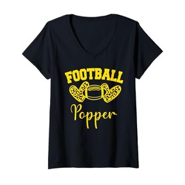Womens American Football Popper Football Family Matching V-Neck T-Shirt