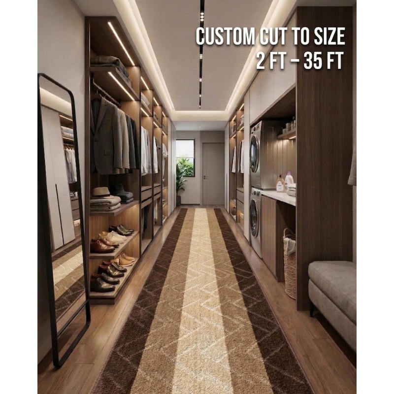 BestHomeCustom Custom Size Hallway Runner Rug Brown-Beige Color 31 inch