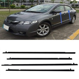 4 Pcs Door Outside Weatherstrip Trim Window Weather Stripping Seal Belt Moulding Trim Replacement for Civic 2006-2011