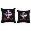 Catholic Knight Templar Crusader Cross American Flag Throw Pillow