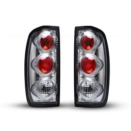 I1MOTOR Tail lights Fit for Nissan Frontier 1998 1999 2000 2001 2002 2003 2004, Taillights Lamps Assemblies, Tail Lamps Replacement, Passenger & Driver Side, 1 Pair (Chrome Housing+ Clear Lens)