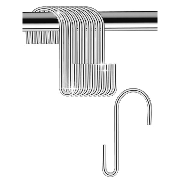 Sheryl&Rain Pack of 12 S Hooks, Silver, Stainless Steel Hooks