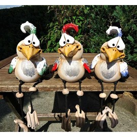 Youery 3 x Chicken Decorative Garden Decoration for Outdoor Figures, Ceramic Chicken Animal Figure, Garden Stake, Ceramic Figure, Handmade Ornament, Resin Garden Figures & Garden Statues, Funny Garden