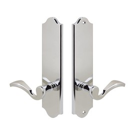 Royal Zinc Die-Cast Lever Set and Back Plates in Polished Chrome, Full Dummy Set, Left Hand
