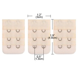 Lansonee 3 Pcs Women Comfortable Bra Strap Extenders Extensions Elastic Extender Set 2 Hooks (Beige)