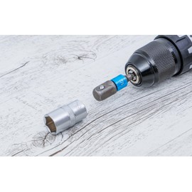 BGS Diy 20814 | Adapter Set for Drills | Coloured | Drive External Hexagon 6.3 mm (1/4 Inch) | Output: 6.3 mm (1/4 inch), 10 mm (3/8 inch), 12.5 mm (1/2 inch), Hexagon Socket 6.3 mm (1/4 Inch) | 4