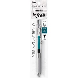 Pentel XBLN75TL-S3 EnerGel Ink Ballpoint Pen, In-Free, 0.02 inches (0.5 mm), Turquoise Blue