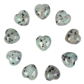 Natural Kiwi Jasper Gemstone Healing Crystal 0.8" Mini Puffy Heart Pocket Stone Iron Gift Box (Pack of 10)