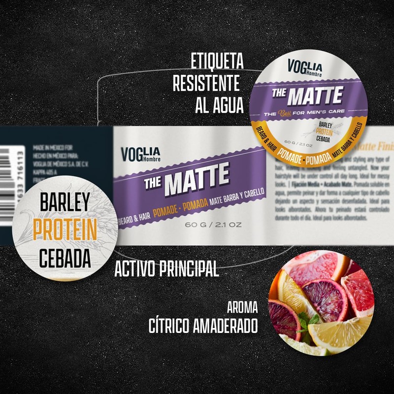VOGLIA HOMBRE 2 pack Pomada para peinar MATTE Barba, cabello