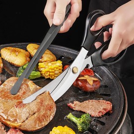 Tangoowal 2 Pcs 12-Inch Fine long Tweezers Tongs for Cooking, Stainless Steel Kitchen & Cooking Tweezers Tongs,Black