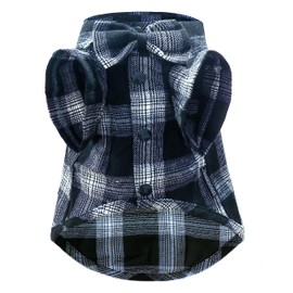 Soft Casual Dog Plaid Shirt,Gentle Dog Western Shirt Pet Clothes, Dog Cotton Shirt with Bow Tie for Wedding,Christmas Costumes (Large, White&Black)