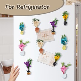 Cute Mini Ceramic Vase Magnets for Fridge, Funny Small Plant Magnets, Dry Flower Tiny 3D Plant Vase for Refrigerator Decoration Kitchen Locker Kitchen Office (5 Pack)