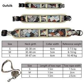 Dog Collar with Lead, Dog Lead with Collar, Nylon Reflective Collar, Breathable, Adjustable, Dog Collar for Large Dogs, Nylon Dog Collar, Adjustable with Padded, L