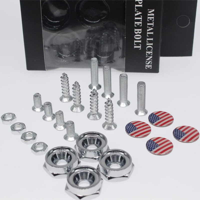 License Plate Screws Fastener Kit, 4 PCS License Plate Screws