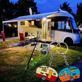 TrustBlai Camper Keychain, Upgraded Double-Side Metal Camping Key chain, Couples RV Accessories Set of 2 for Men Women (Red-Orange)