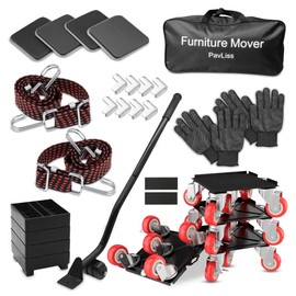 PavLiss Heavy Duty Furniture Movers Kit – Sliders with Locking Wheels, Lifter, Non-Slip Gloves, Furniture Corner Protectors & Bungee Cords – Move Heavy Appliances Effortlessly, Protect Floors & Hands