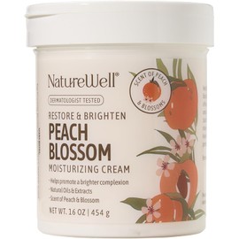 Crema hidratante restauradora e iluminadora Peach Blossom para rostro y cuerpo, con extracto de melocotón, niacinamida y ácido hialurónico, que promueve una tez más brillante, 16 oz.