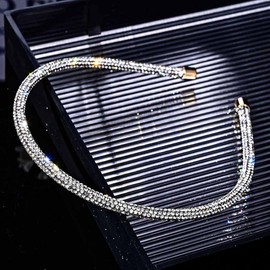 Bouory Rhinestone Thin Headband Glitter Crystal Hairband Sparkly Diamond Head Bands for Women 3PCS (Type A)