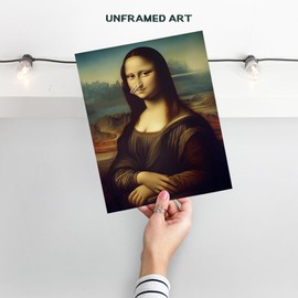 Mona Lisa Bathroom Artwork - Leonardo Da Vinci Famous Paintings Wall Art - Gothic Bathroom Decor - Vintage Powder room Decoration - Humorous Bath Decor - funny Toilet Wall Art - small Restroom Sign