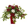 Nearly Natural 23in. Poinsettia and Variegated Holly Artificial Plant in