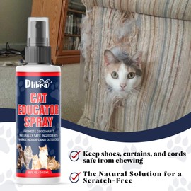 Dlibra Cat Educator Spray – Natural Cat Deterrent Spray | Prevent Scratches, Biting & Peeing | Safe & Effective for Indoor Training