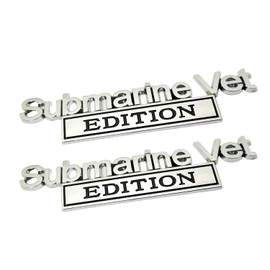 2pcs Metal Submarine Vet Edition Side Emblem Badge Sticker Decal Replacement for All Pickup Truck Car Truck Motorcycle (Silver Black)