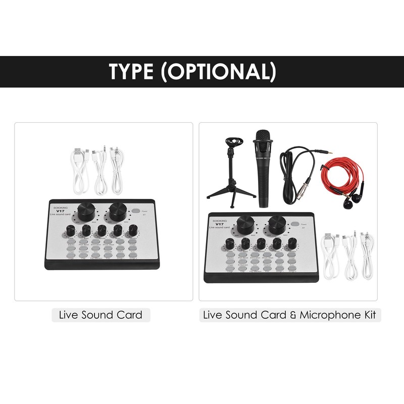 V17 Live Sound Card BT Mini Sound Mixer Multifunctional Voice