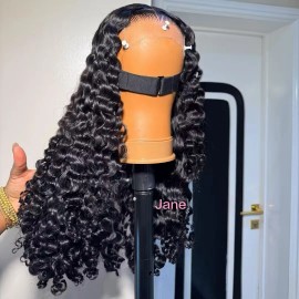 Burmese Indian Curly Human HD Lace Frontal Wig Small Knots Cuticle Aligned 100% Raw Hair HD Lace Closure Gluless Wig Vendorsstyle: 1 wig Burmese curly, color: Natural black, stretched length: 12 inches, Lace Size: HD 4*4 closure wig 180% density