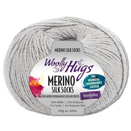 Frida's Wollhaus Woolly Hugs 100 g Merino Silk Socks Sock Yarn Stockings 15 Colours (291 | Light Grey)