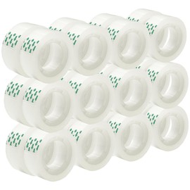 MJUNM 24 Rolls Transparent Tape Refills Rolls 3/4-Inch x 720 inch, 1 inch Core, Clear Gift Wrapping Tape Refill Roll for Office, Home, School