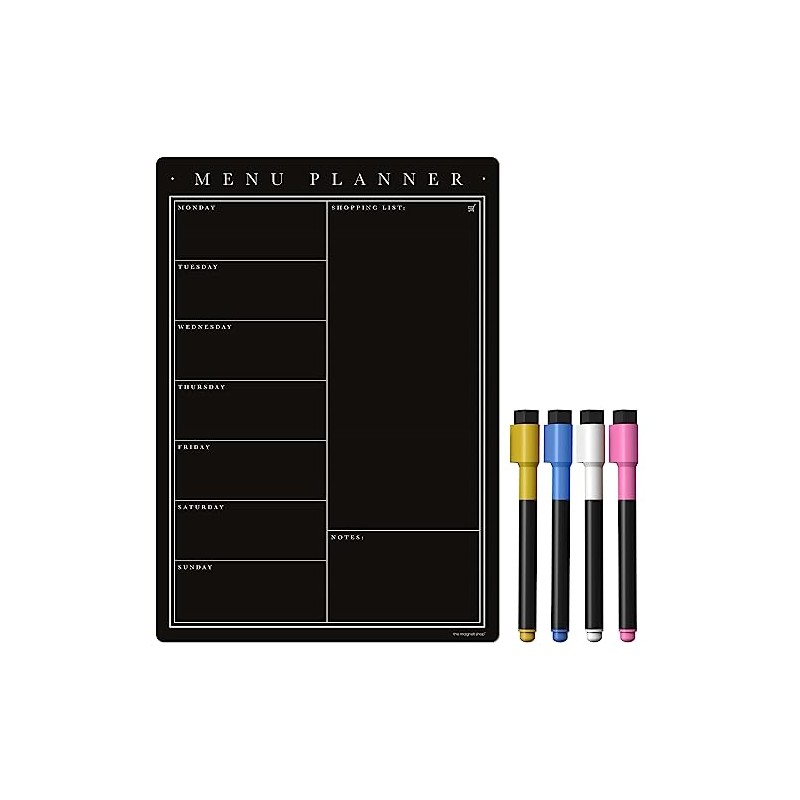 TMS Magnetic Weekly Planner with Liquid Chalk Pens, Fridge Kitchen