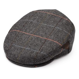 Newsboy Cap for Men, Flat Cap, Ivy Hat Wool Blend, Mens Caps, Gatsby Hat | Med Dark Gray