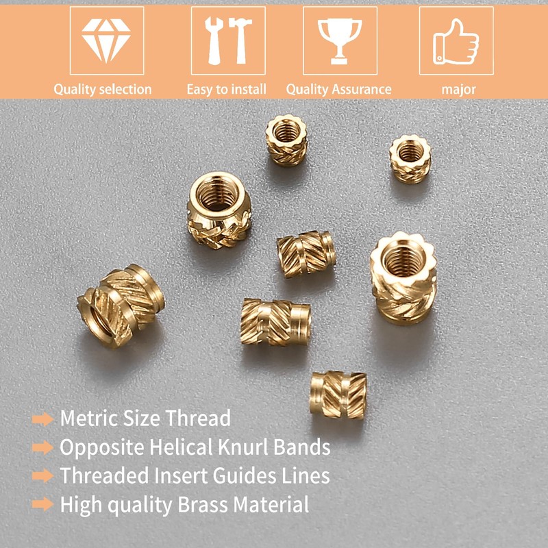 qxayxa 305 Pcs Brass Knurled Threaded Insert, M2 M2.5 M3