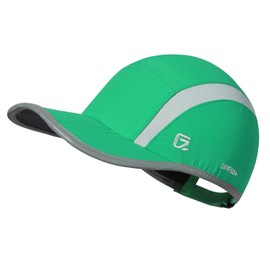 GADIEMKENSD UPF50+ Quick Dry Sports Hat Lightweight Breathable Reflective Outdoor Running Cap (Folding Series, Grass Green)