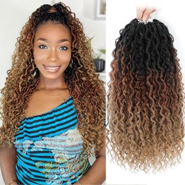 QIDESHENG 24" Goddess Locs Crochet Hair Extensions - 8 Packs Pre-Looped Faux Locs with Curls, Boho Braided Synthetic Hair for Black Women（TB/30/27）