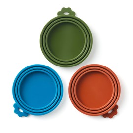 Cat Food Can Covers Lids - Universal Size Can Lid - Cat Food Top - Dog Food Can Covers Lids - Cat Food Lid Covers - Cat Can Lids - Silicone Can Cover - Can Cap - 3 Piece Set - Forest Ember