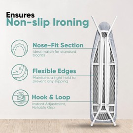 Home Intuition Iron Scorch Resistant Ironing Board Cover and Pad, 15x54, Standard Size Coated Thick Padding, Grey