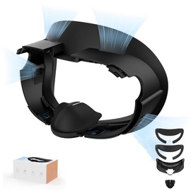 UPOK Face Pad Cover Facial Interface for Meta/Oculus Quest 3 Headset - Ice Silk and PU Leather Face Cushion Gasket (Facial Frame)