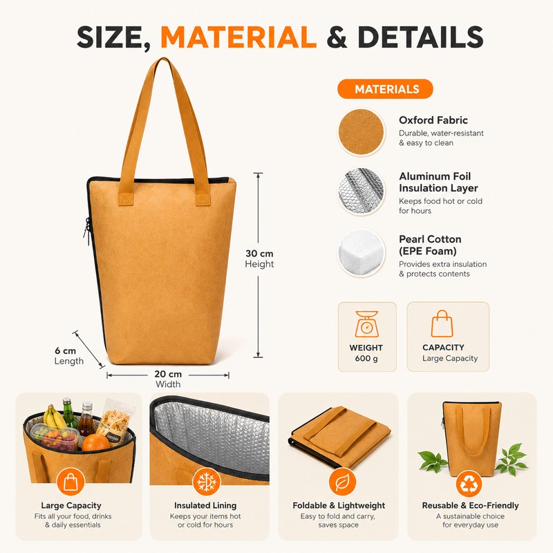 Insulated Picnic Cooler Bag for Outdoor Food Storage – Large