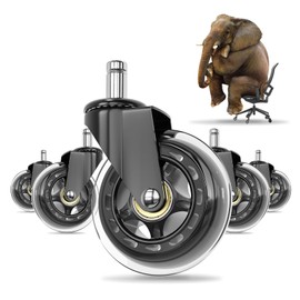 Simple Trending Office Chair Wheels (Set of 5) - Incredibly Smooth & Quiet Casters with Universal Fit - Safe for Hardwood Floors & Carpet - Heavy-Duty Chair Wheels Support 1200lbs, Easy Installation