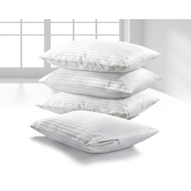 K&A® 100% Cotton Satin Stripe Pillow Protectors 6 Pack - Zippered Pillow Cases 6 Pack - Hypoallergenic - Dust Mite Protection - 250 Thread Count Hotel Quality Pillow Case