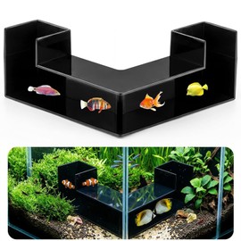 LQMBABY Fish Tank Decor Aquarium Cave - 2-Hole Aquarium Tunnel Fish Tank Cave + 360° View | Under Gravel Fish Hideout Fish Tank Accessories for Betta Fish, Shrimp, Corydora, Pleco (Black Square)
