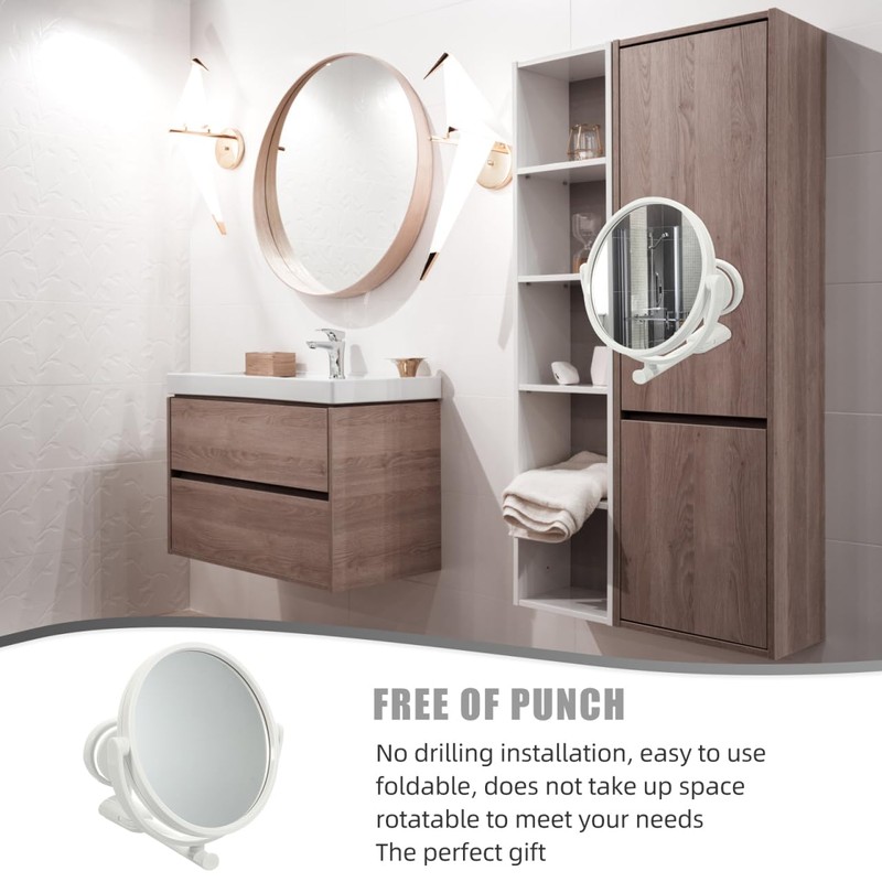 Holibanna Wall Mounted Makeup Mirror Folding Rotating Vanity Mirror for