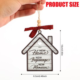 New Home Ornament 2024, House Shaped First Christmas Housewarming Gifts New Memories Wooden Hanging Christmas Decorations House Warming Gift Ideas for Women Homeowners Couples (Style 2)