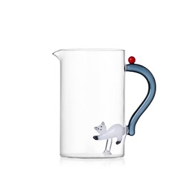 Ichendorf Milano Brocca Gatto, Bianco con Coda Grigia, Collezione Tabby Cat, 150 cl, Vetro Borosilicato, Fatto a Mano