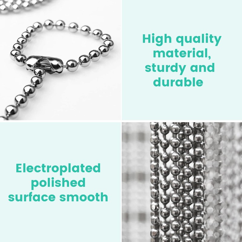 6 Meter/19.69 Feet Roller Blind Chain, 4.5mm Silver Vertical Blind